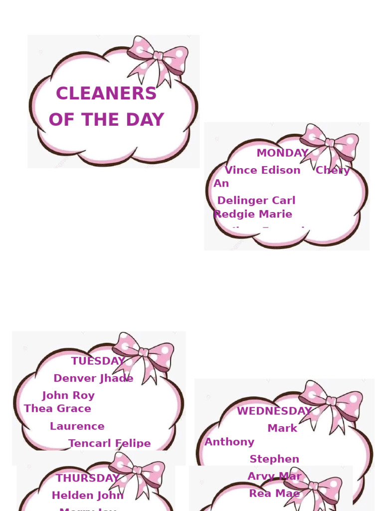 Weekly Cleaners Schedule | PDF
