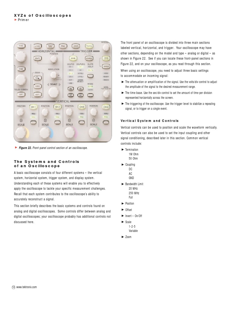 Front Panel Controls of Oscilloscopes | PDF | Sampling (Signal ...