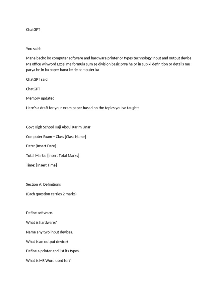 Computer Paper | PDF | Microsoft Word | Microsoft Excel
