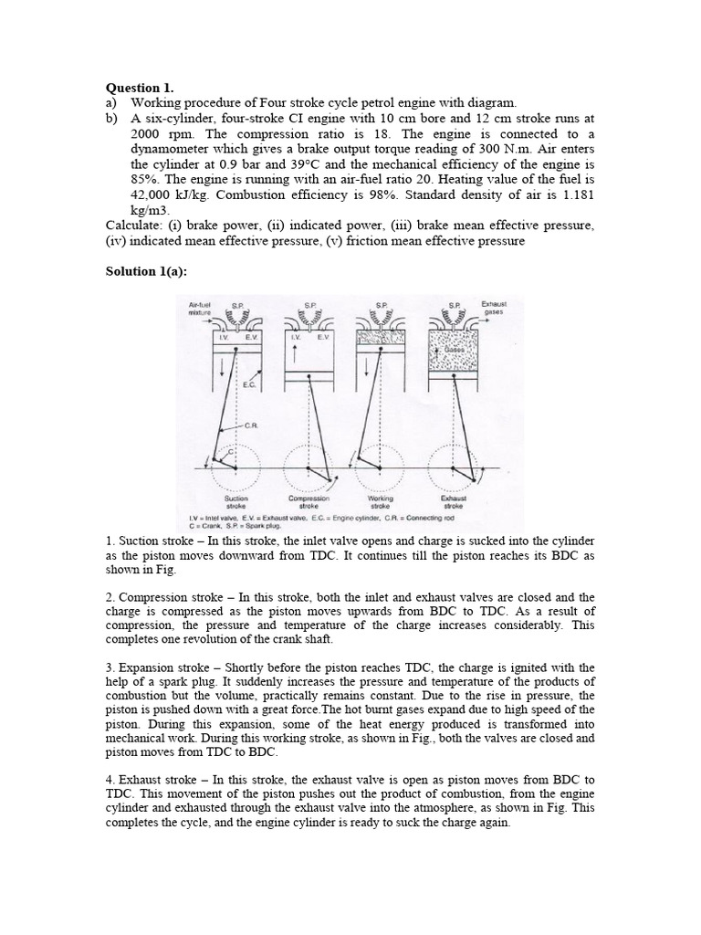 Four-Stroke Engine Operation Overview | PDF | Internal Combustion ...