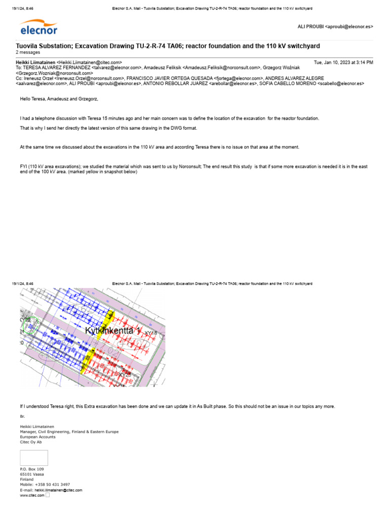 - Tuovila Substation; Excavation Drawing TU-2-R-74 TA06; reactor ...