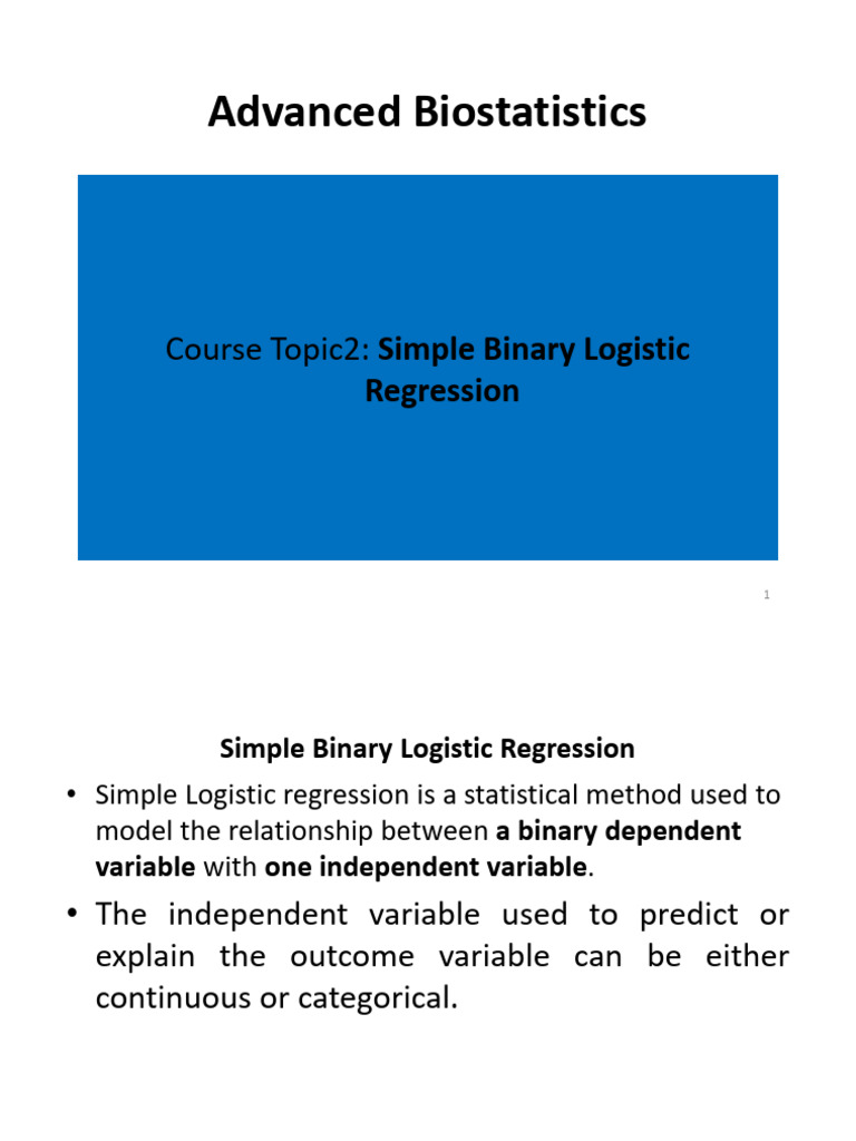Logistic Regression-Advanced Biostat PDF | PDF | Logistic Regression ...