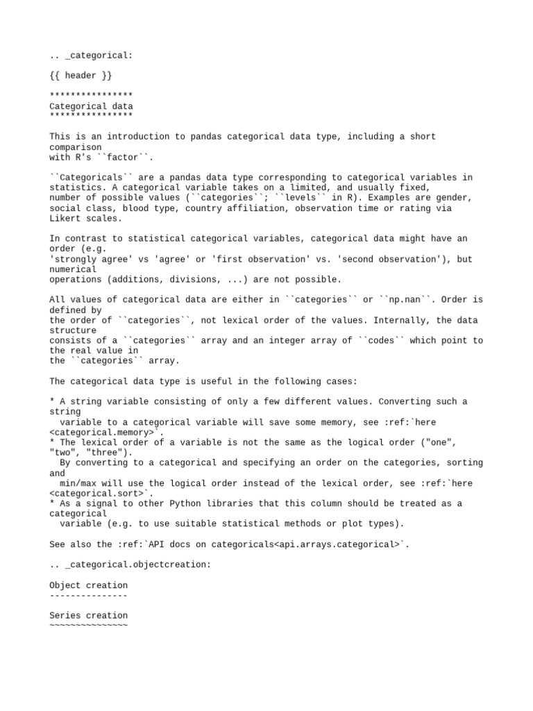 Introduction to Pandas Categorical Data | PDF | Data Type | Categorical ...
