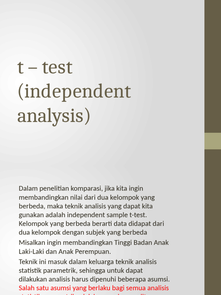 Analisis T-Test Sampel Independen | PDF