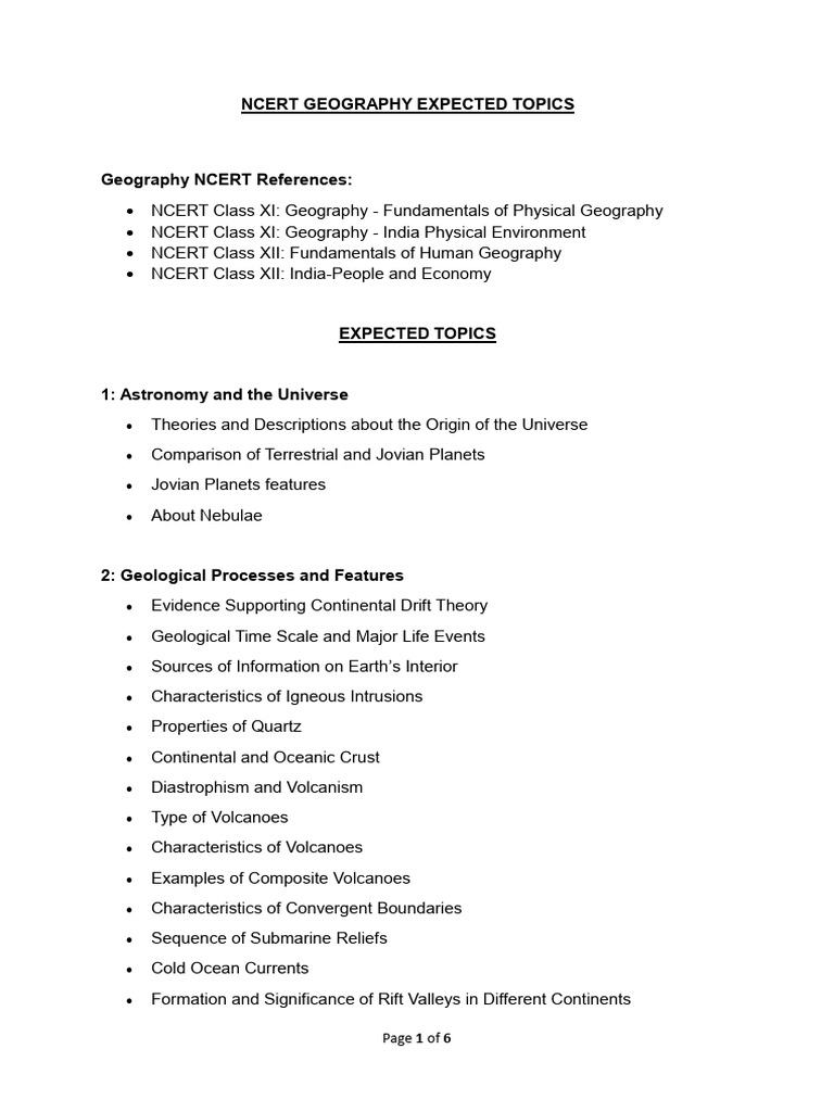 Ncert Geography Expected Topics | PDF | Himalayas | Climate