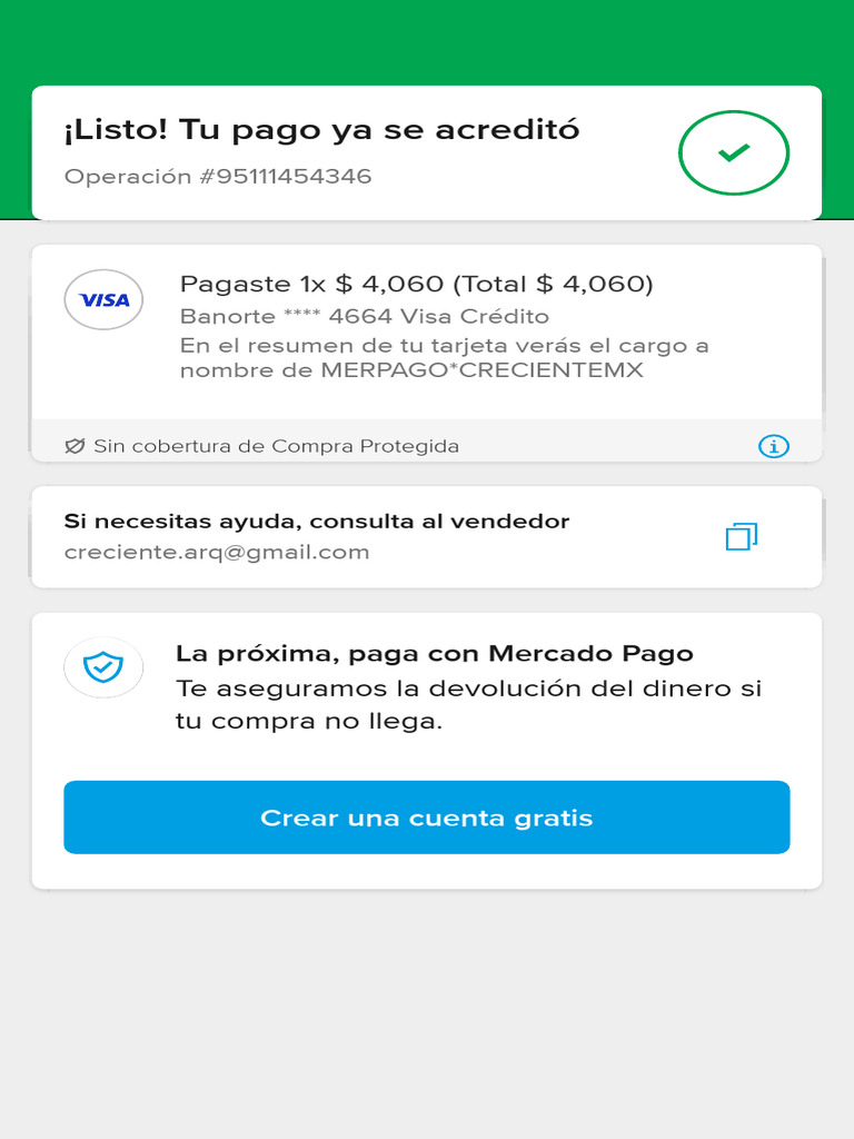 Confirmación de Pago MERPAGO $4,060 | PDF