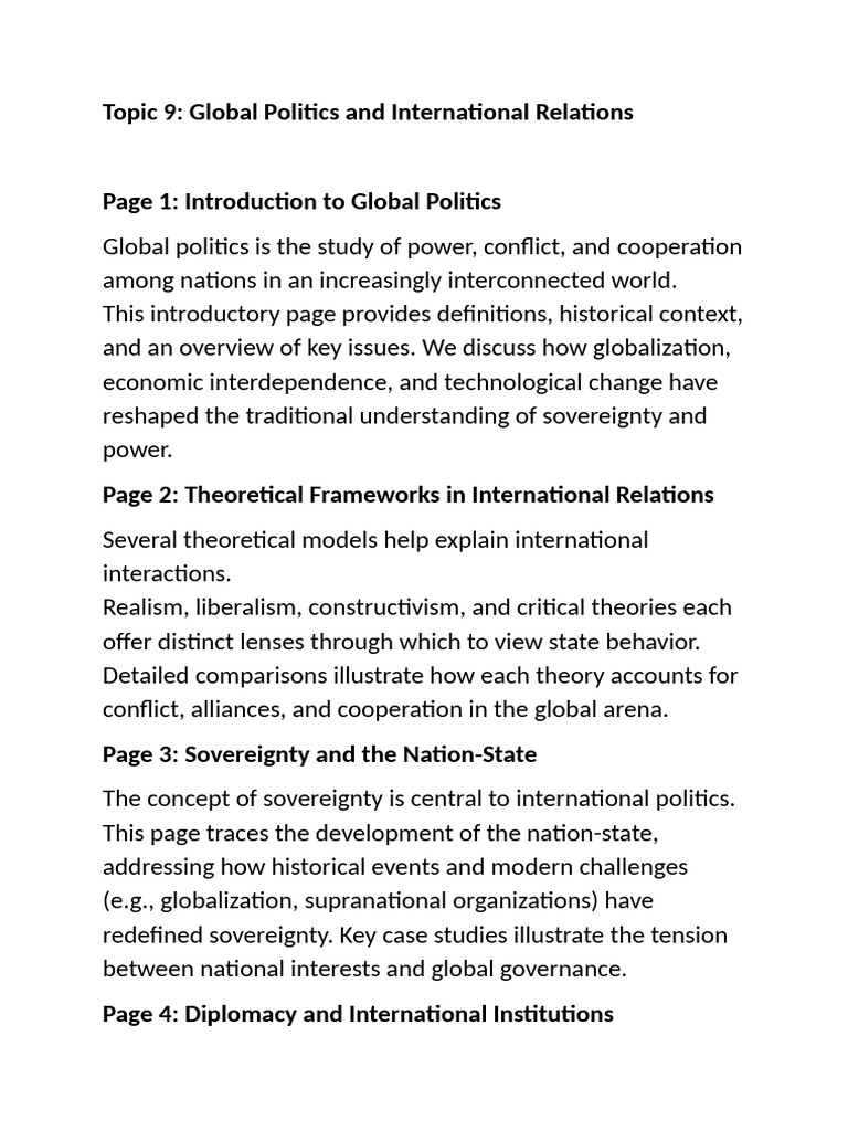 Global Politics and International Relations | PDF | International ...