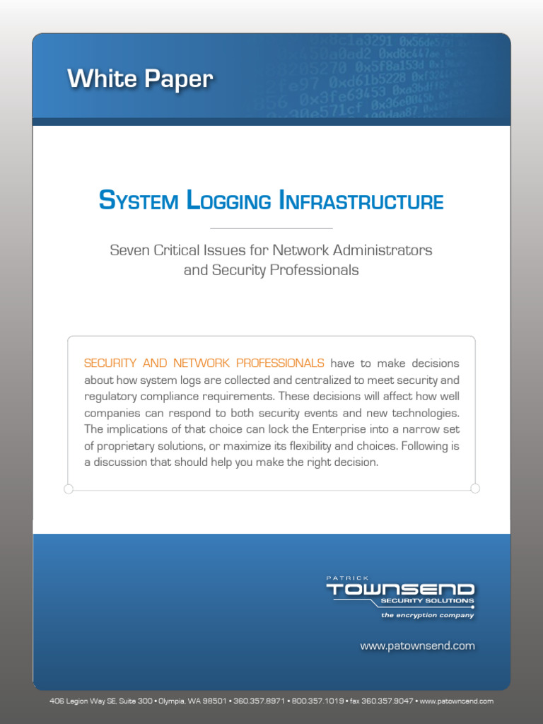 System Logging Solutions for Security Compliance | PDF | Transport ...