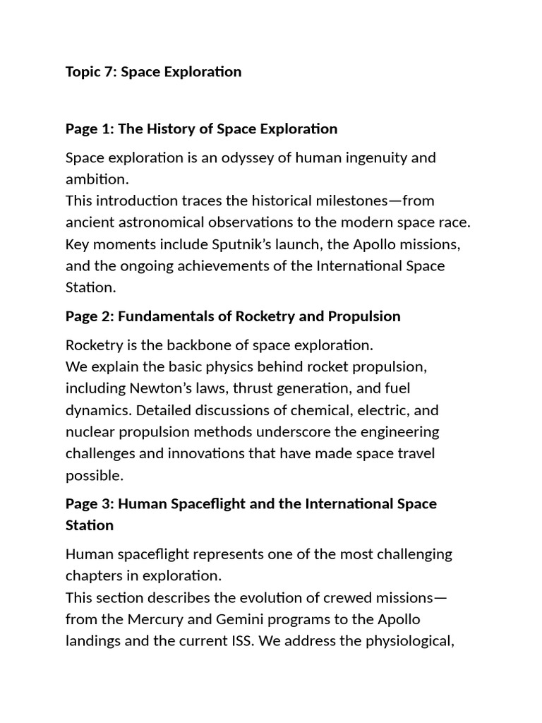 Space Exploration Pdf Space Exploration Outer Space