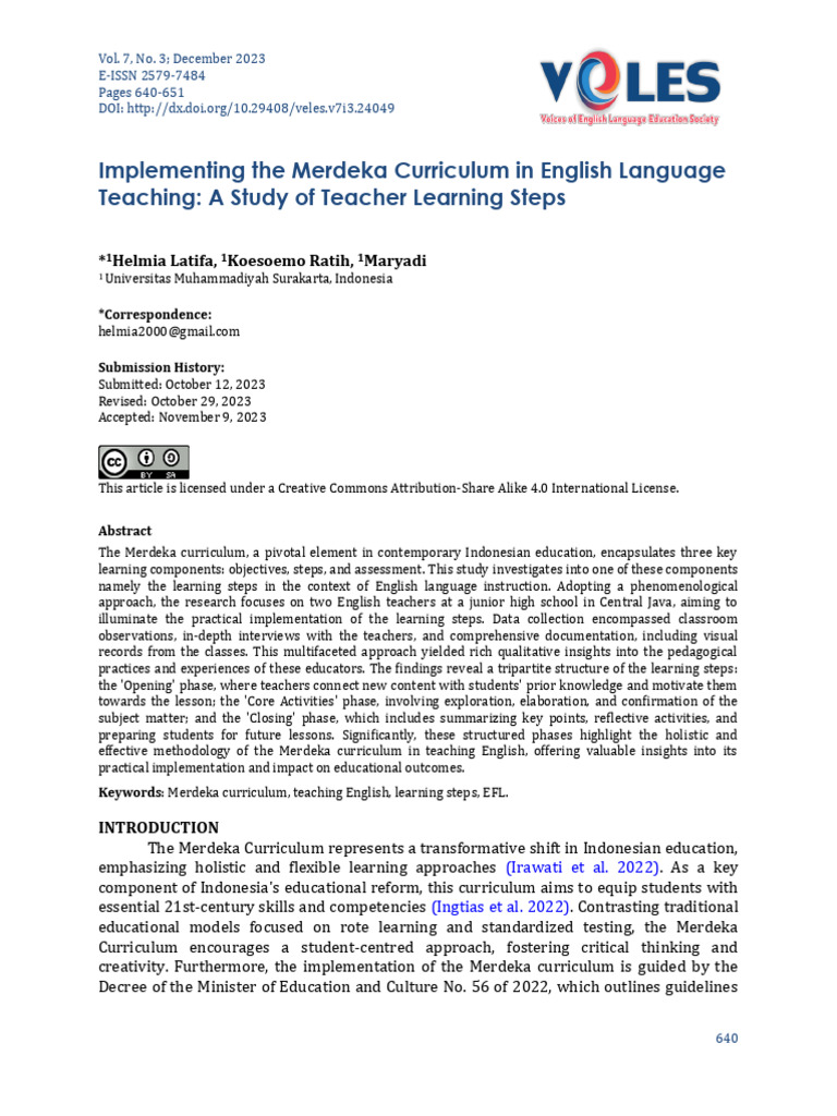 Merdeka Curriculum in English Teaching | PDF | Teachers | Curriculum