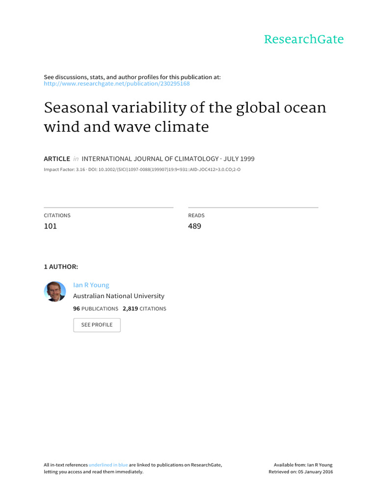 Seasonal Variability of The Global Ocean Wind and Wave Climate | PDF ...