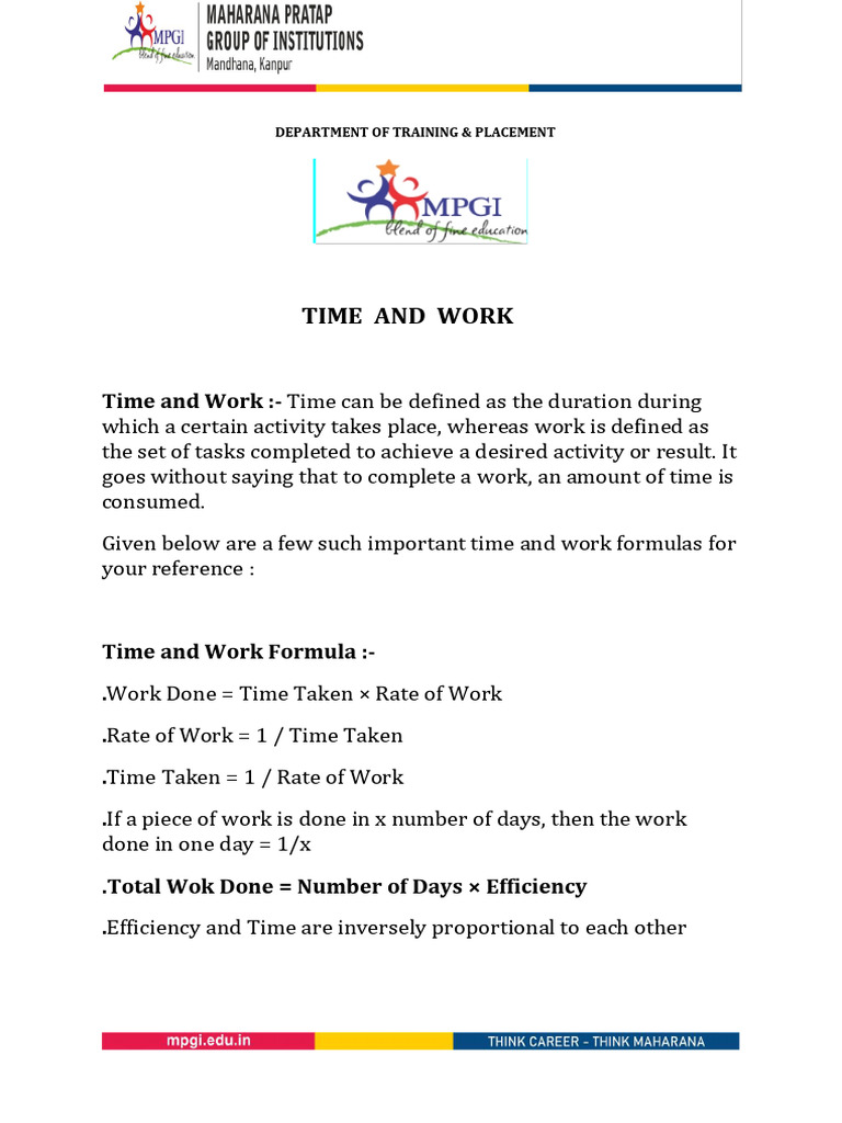 time and Work | PDF