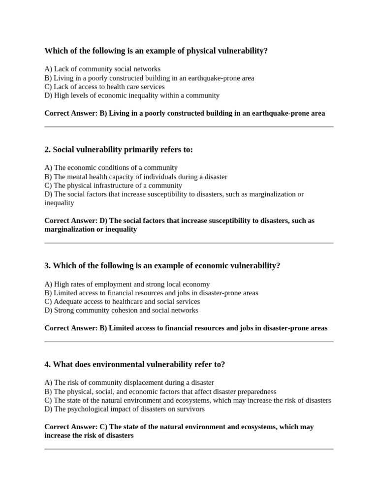 Understanding Vulnerabilities in Disasters | PDF