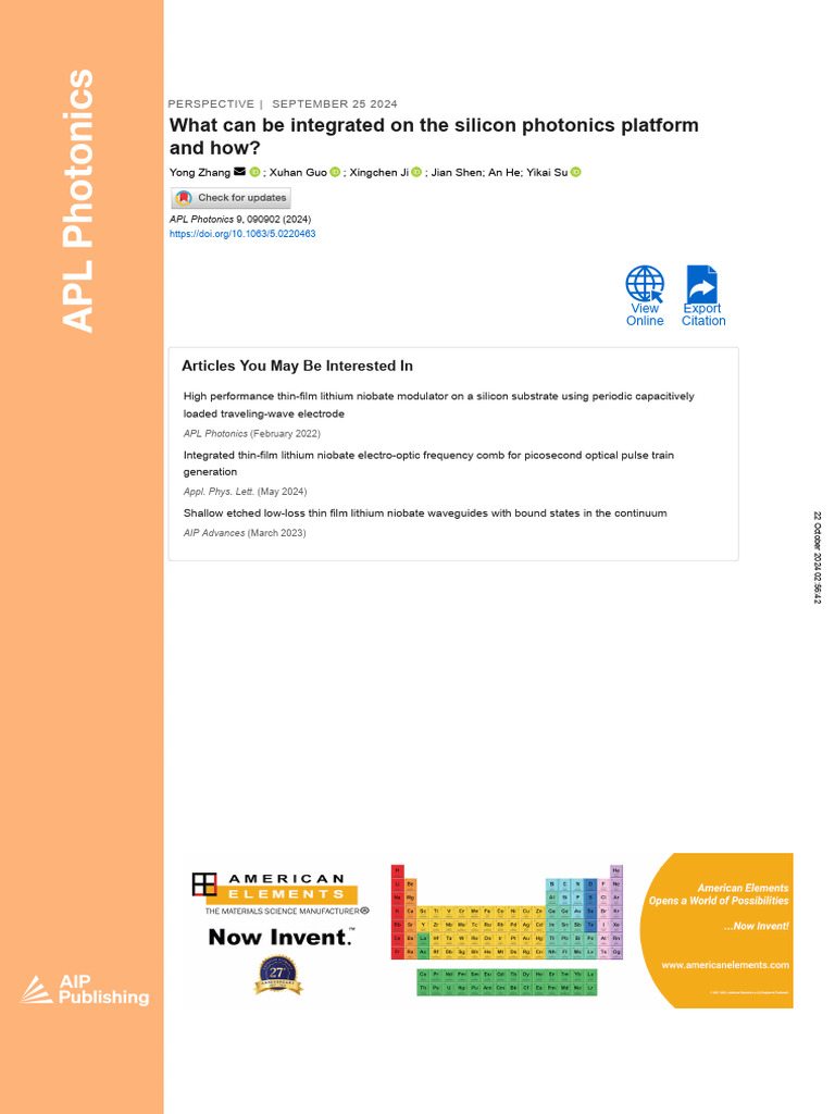 What Can Be Integrated On The Silicon Photonics Platform and How | PDF ...