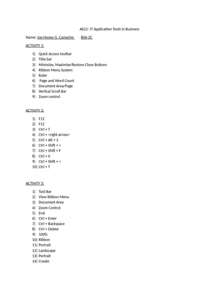 Answer Worksheet 1 IT Applications Tools in Business | PDF | Computing ...