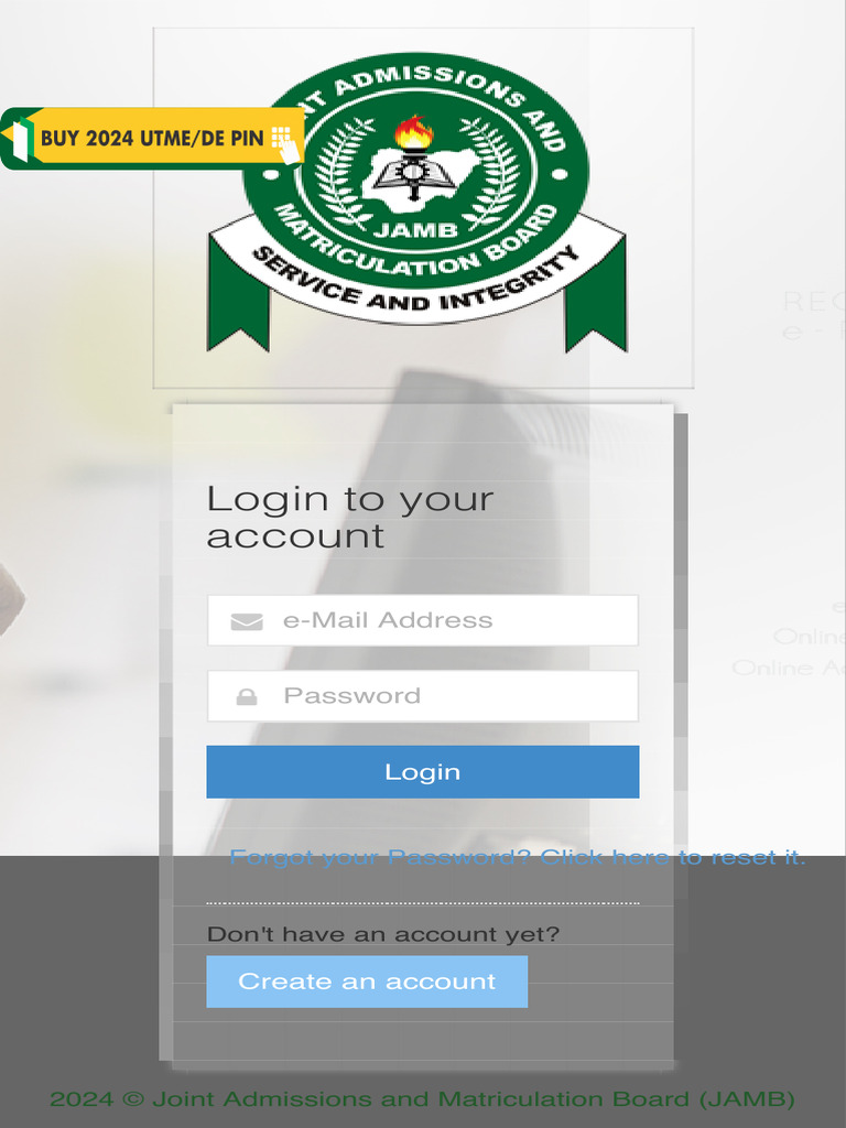 JAMB Account Access Portal | PDF