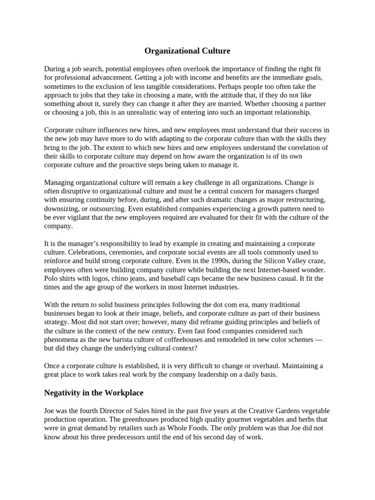 Understanding Organizational Culture | PDF | Empathy | Attitude ...