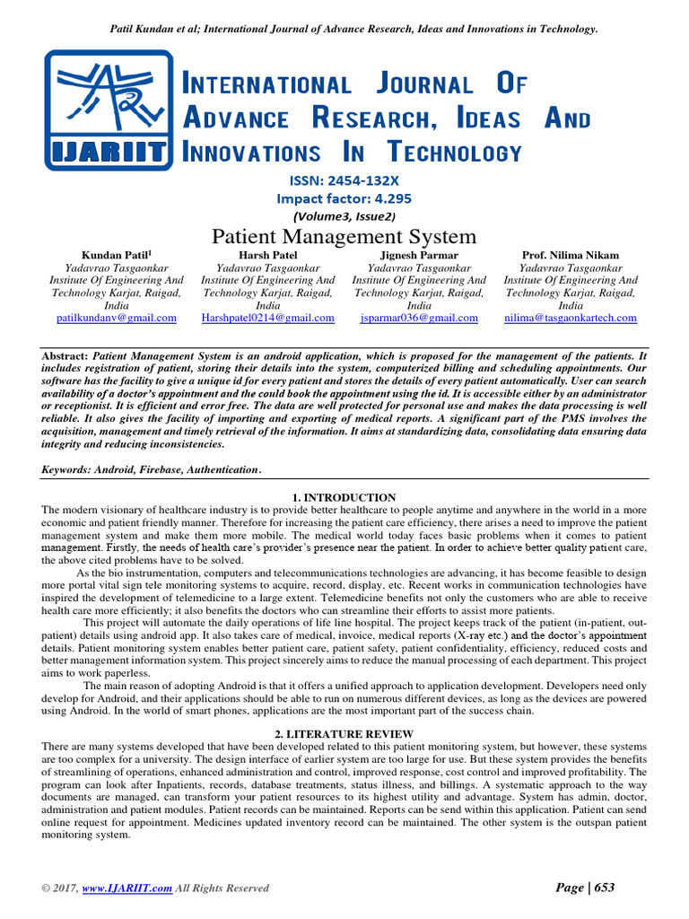 Patient Management System | PDF | Computing | Software