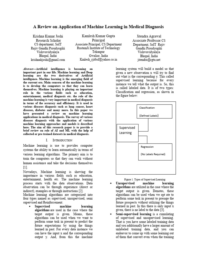 Machine Learning in Medical Diagnosis | PDF | Machine Learning ...