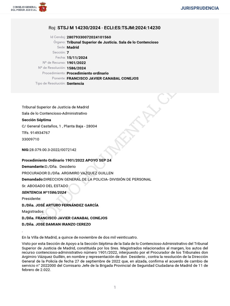 STSJ M 14230 2024 | PDF | Caso de ley | Sentencia (ley)