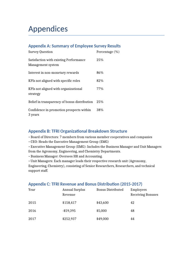 Appendices TFRI Report | PDF
