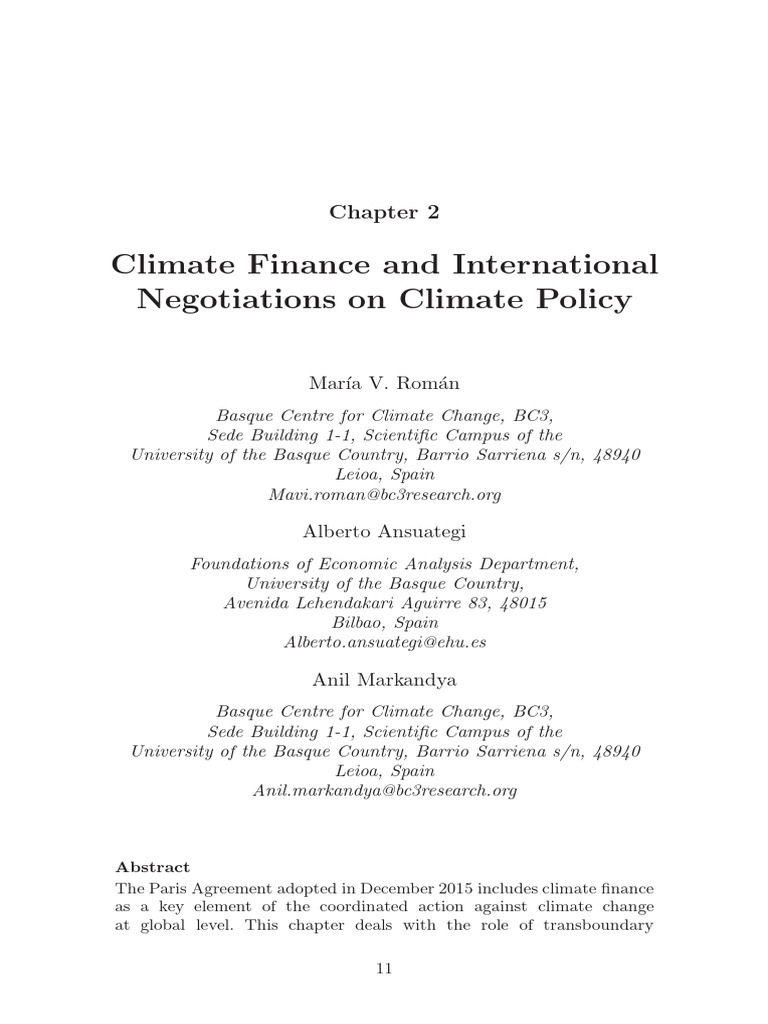 Climate Finance in Global Policy Negotiations | PDF | Climate Change ...