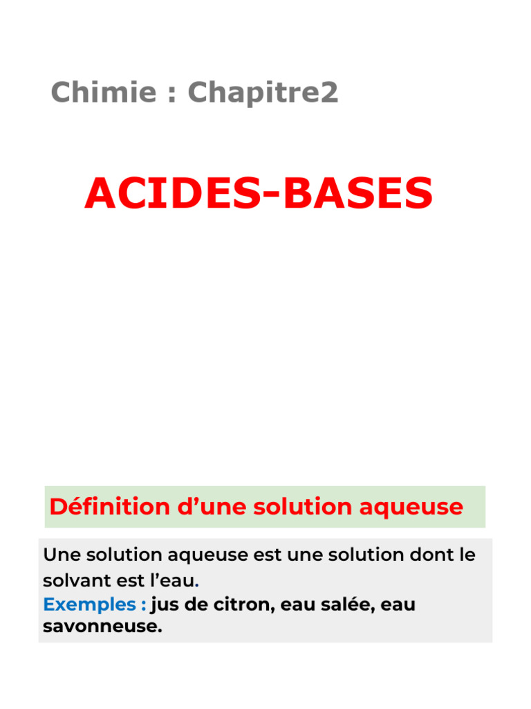 Acides et bases en solutions aqueuses | PDF | Ph | Acide