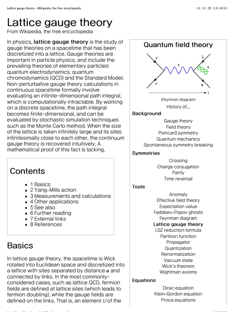 Lattice Gauge Theory - Wikipedia, The Free Encyclopedia | PDF ...