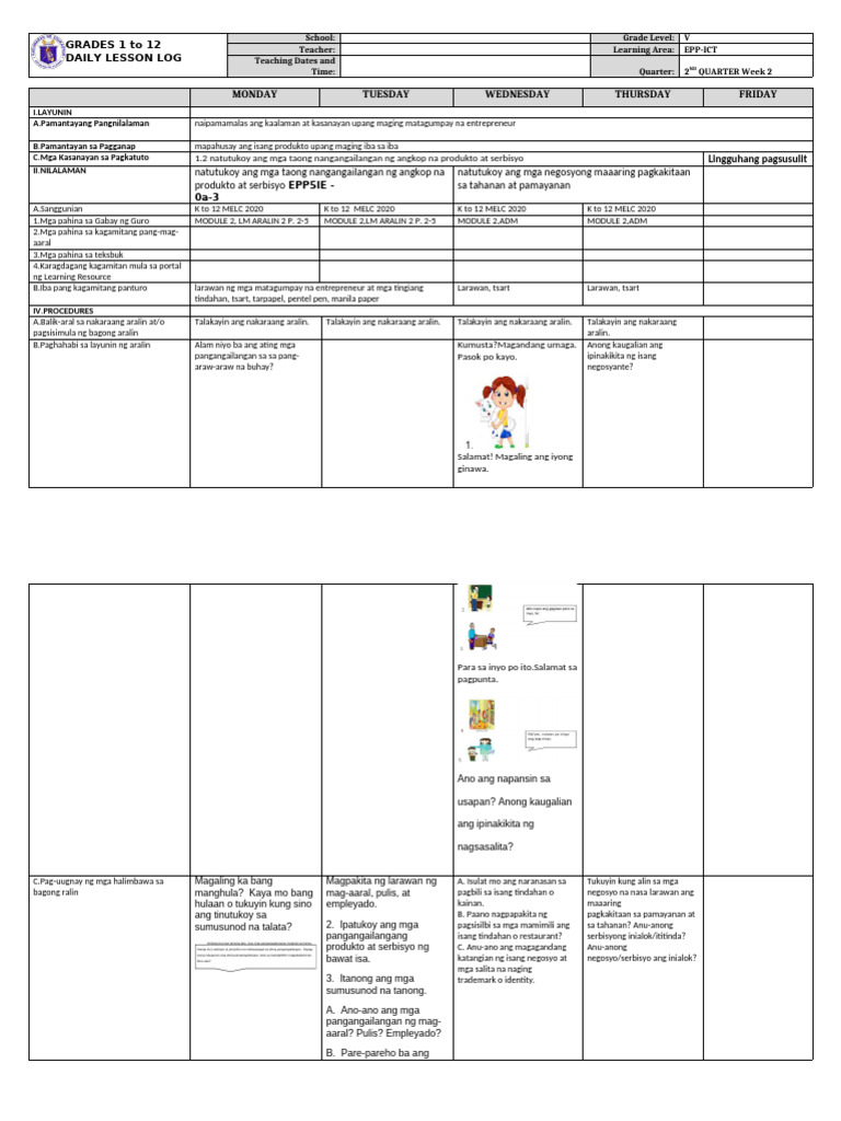 DLL - Epp 5 - Q2 - W2 | PDF