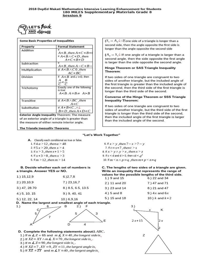 2018 Makati Grade 8 Math Learning Materials | PDF | Euclidean Plane ...