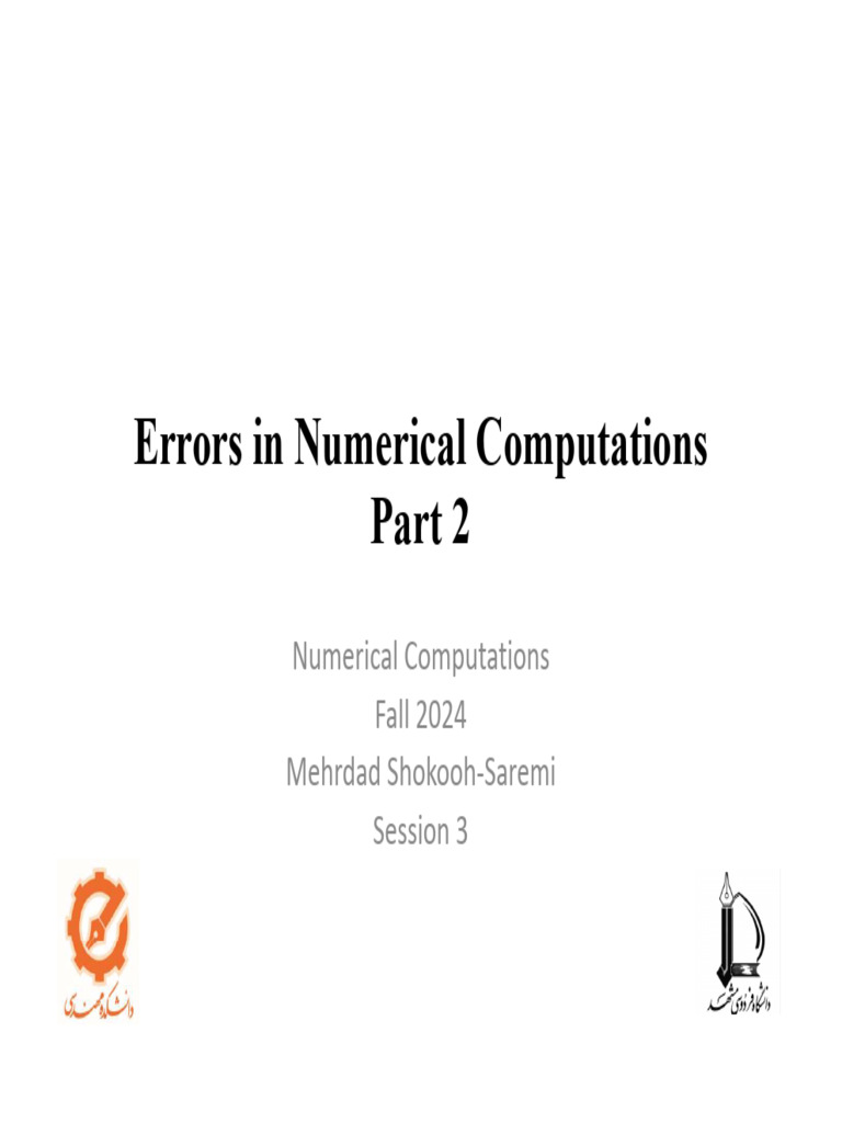 Errors in Numerical Computations - Part 2 | PDF | Data Processing ...