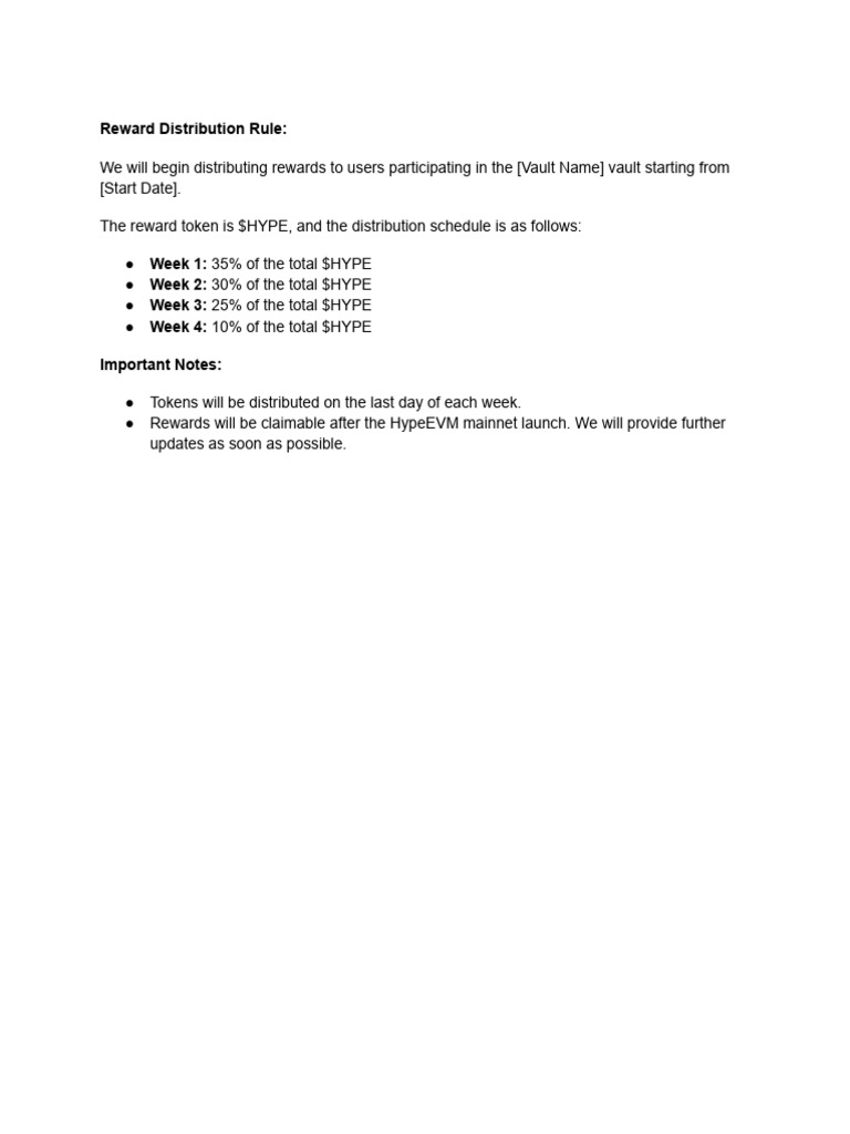 $HYPE Reward Distribution Schedule | PDF