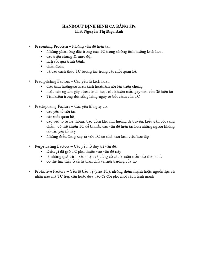 HANDOUT ĐỊNH HÌNH CA BẰNG 5Ps | PDF