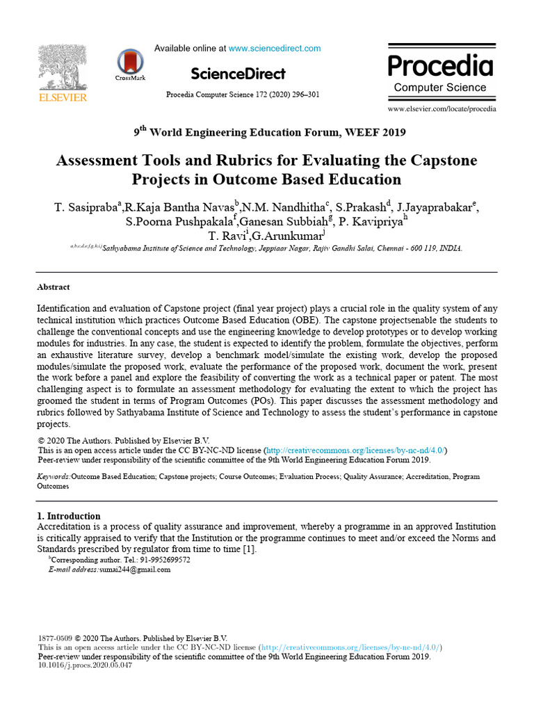 Evaluating Capstone Projects in OBE | PDF | Evaluation | Science