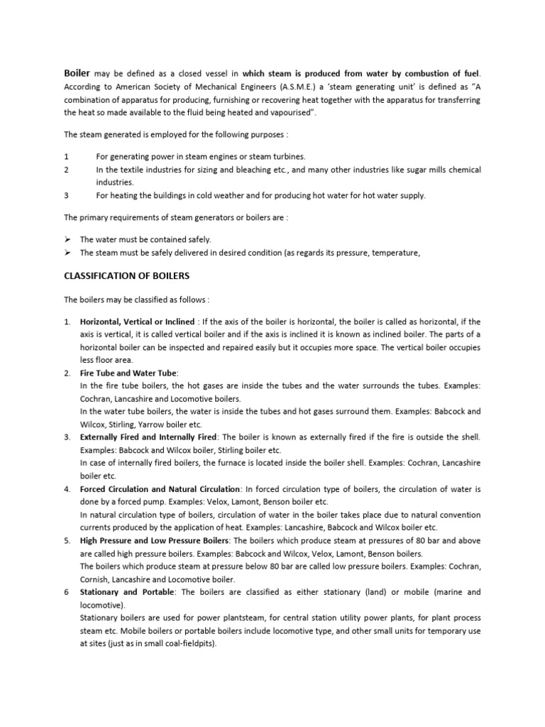 Types and Selection of Steam Boilers | PDF | Boiler | Steam