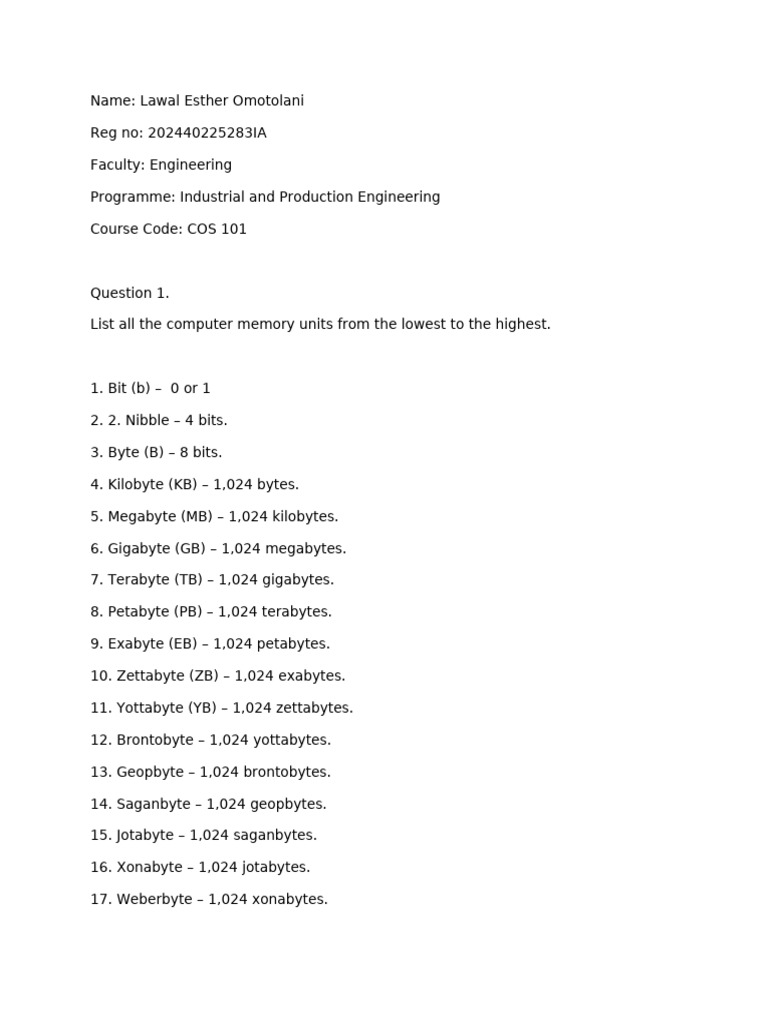 Computer Memory Units & x86/x64 Explained | PDF | Byte | 64 Bit Computing
