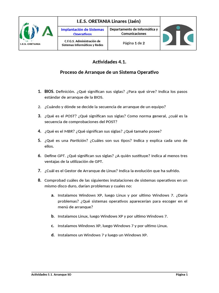 Guía de Arranque de Sistemas Operativos | PDF | Arranque | Compatibles ...