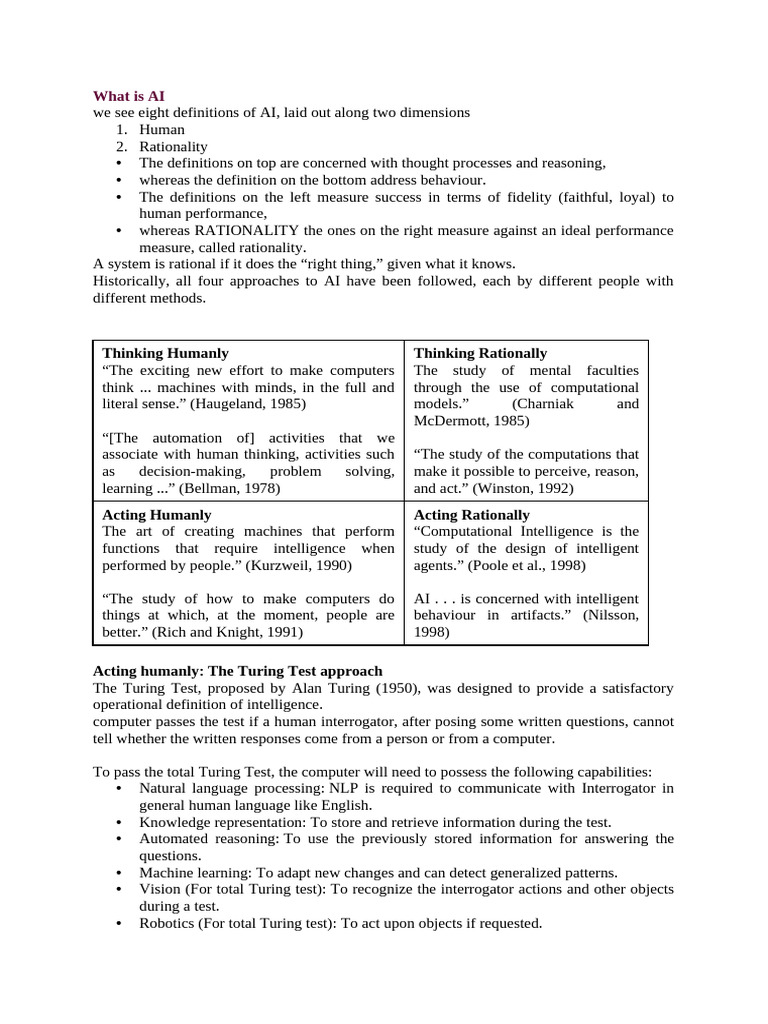 Ai Unit 1 Notes Pdf Thought Intelligence Ai Semantics
