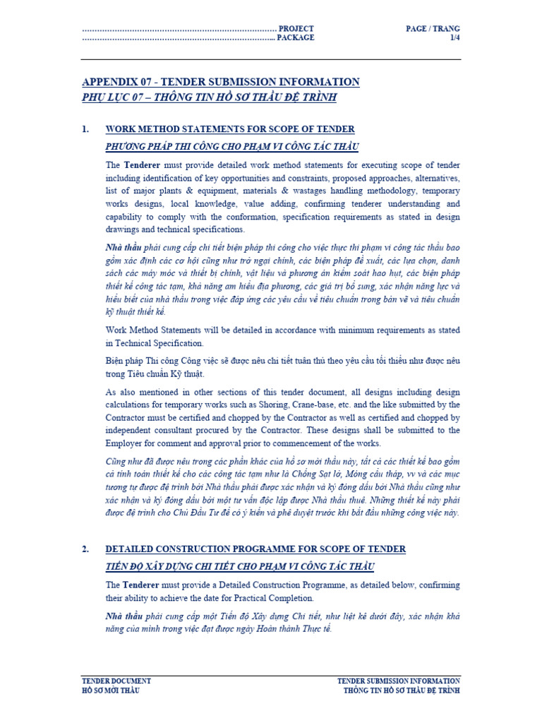 16 App 07 Tender Submission Information | PDF