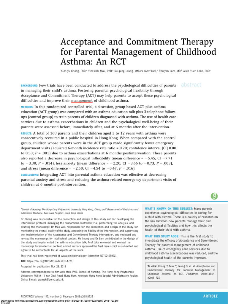 Asthma RCT | PDF | Asthma | Randomized Controlled Trial
