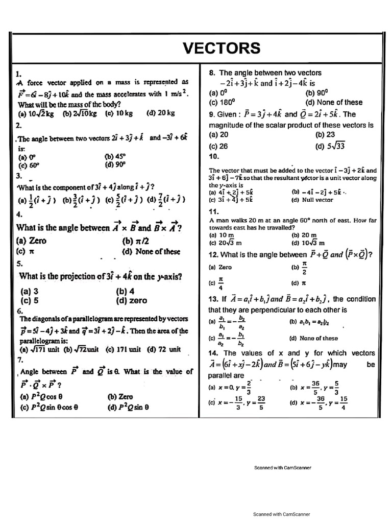 Vectors Assignment | PDF