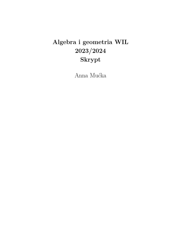 Algebra Z Geometrią | PDF