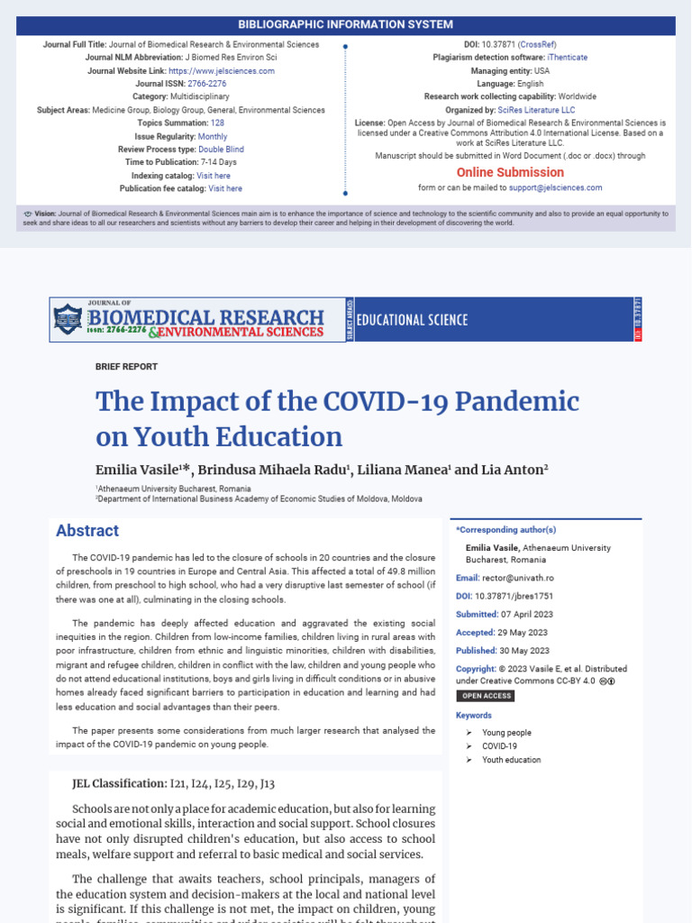 The Impact of Covid-19 On Youth Education | PDF | Educational Technology