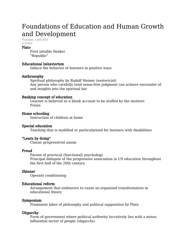 Education Theories and Human Development | PDF | Learning | Philosophy ...