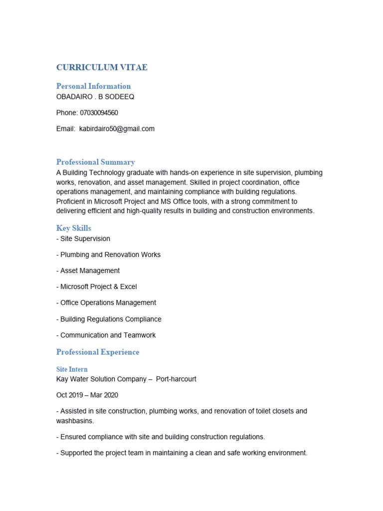 Building Technology CV | PDF