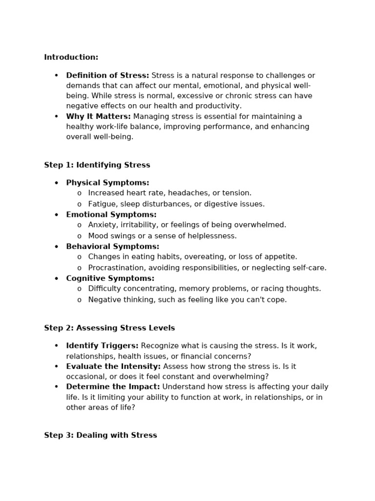 Effective Stress Management Techniques | PDF | Stress (Biology ...