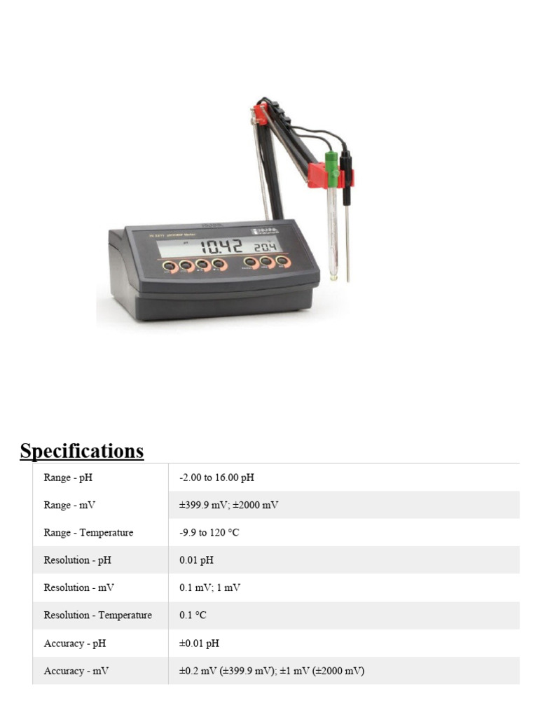 pH Meter ( Benchtop)HI2211 | PDF