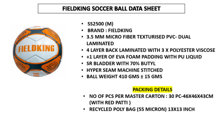 Fieldking Soccer Ball Specifications | PDF