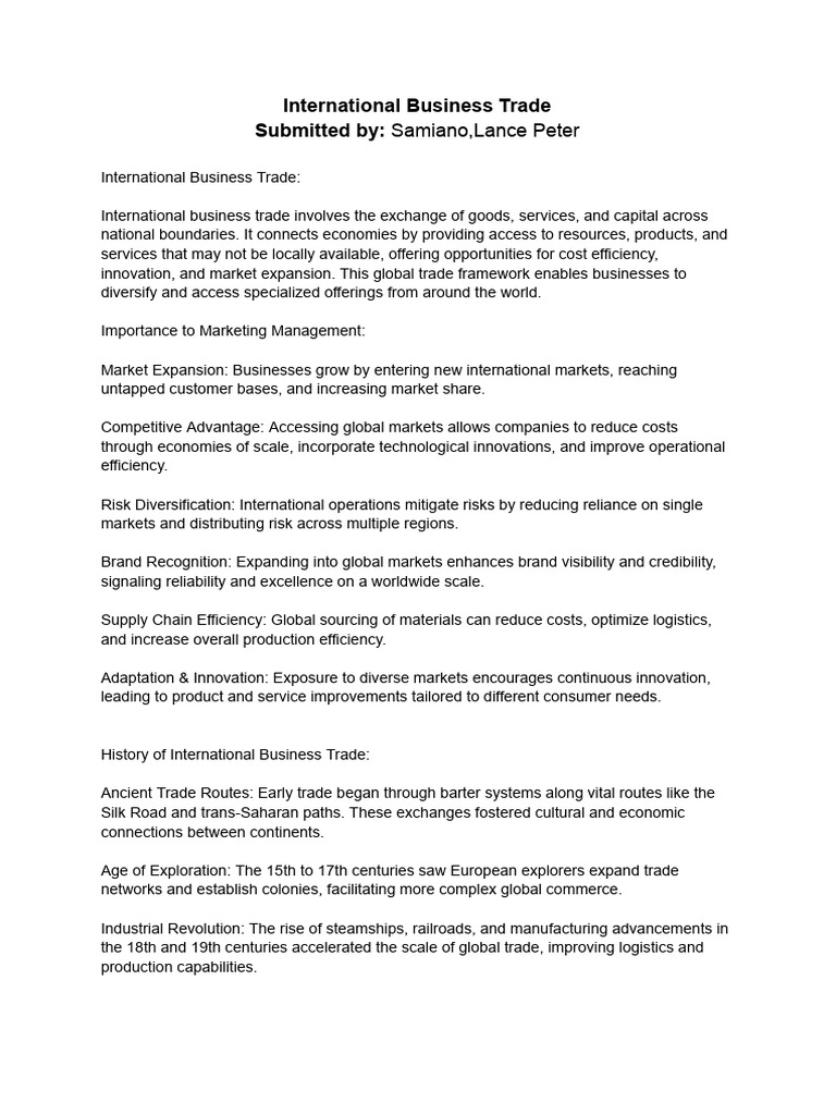 Understanding International Business Trade | PDF