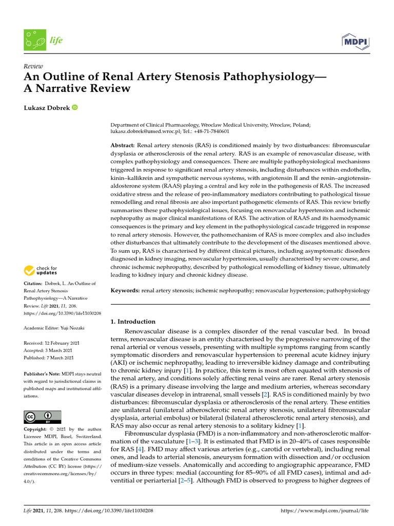 An outline of renal artery stenosis | PDF | Hypertension | Atherosclerosis